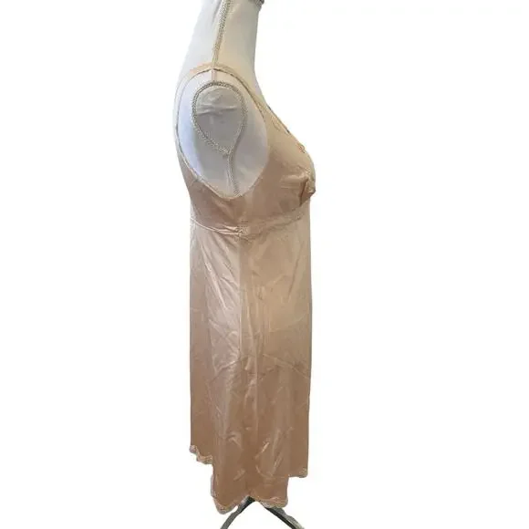Vintage Full Slip Lace Trim Light Tan - Picture 3 of 4